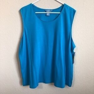 Napa Valley Woman Tank Top Sleeveless Shirt Plus Size Blue Turquoise NWT